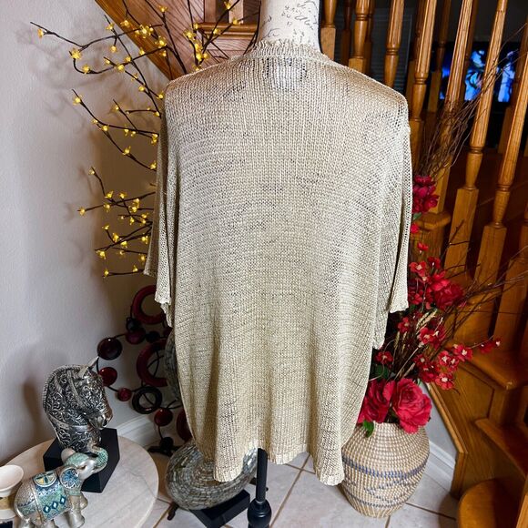SAG HARBOR Women’s Cardigan Open Front Gold V-Neck Sweater Top Size 3X - Picture 4 of 9
